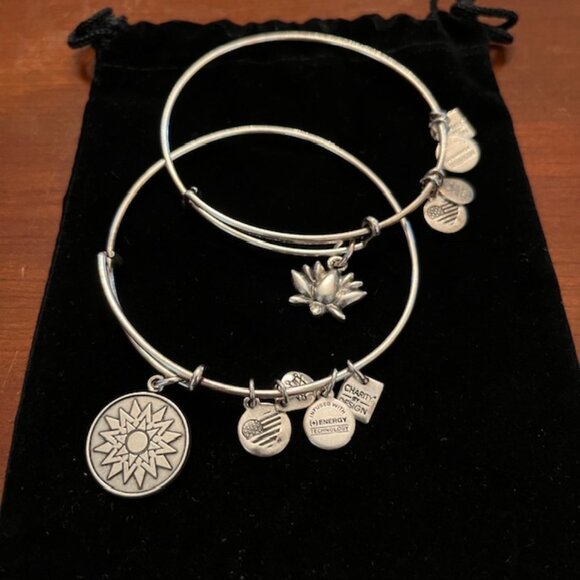 2 Alex and Ani Silver Toned Bangle Bracelets - Picture 2 of 7